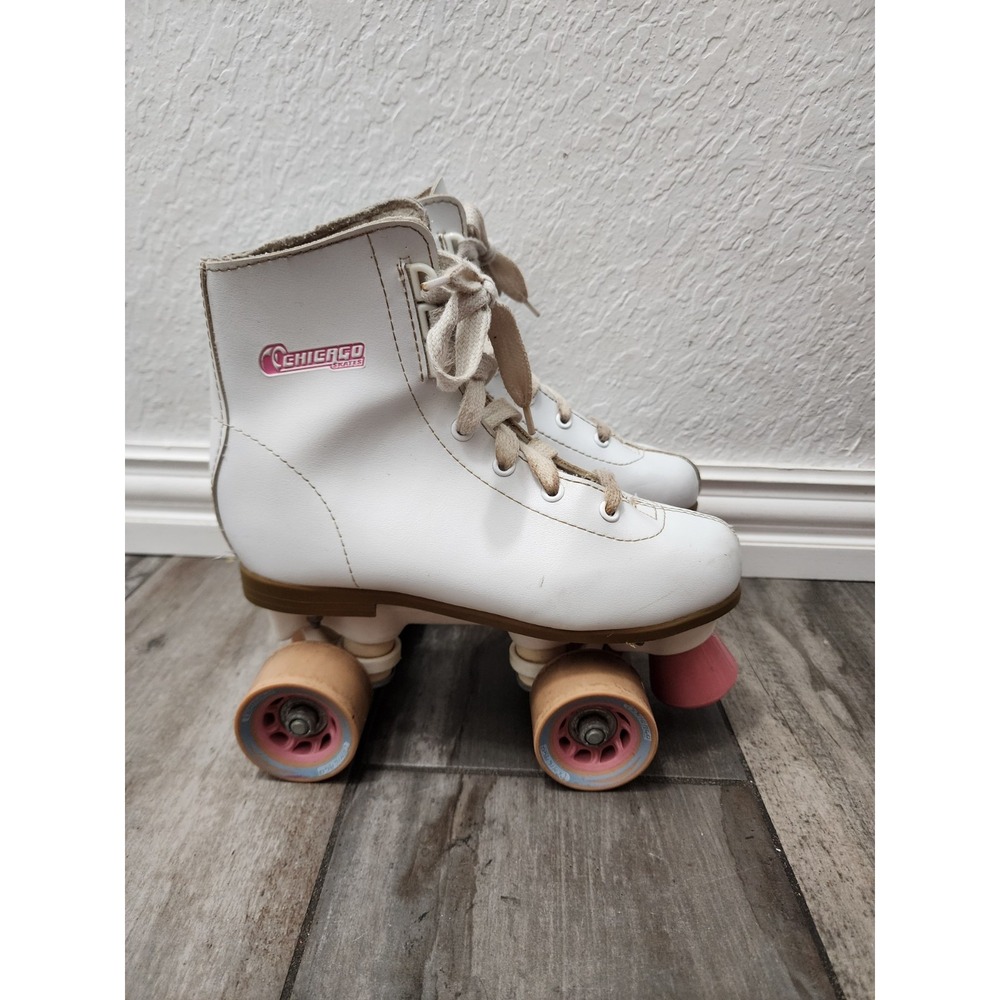 Vintage Chicago Girls Rink Skates White/Pink Size- Junior 3